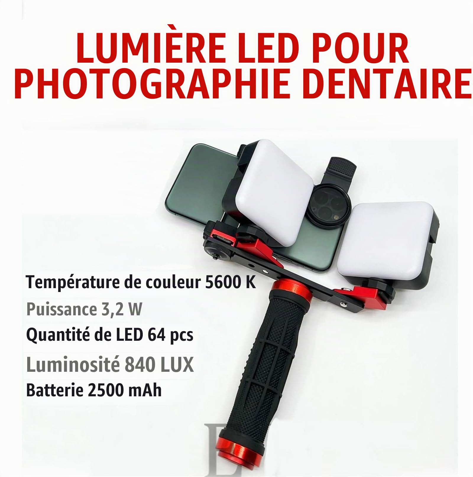 Aide à la Photographie Dentaire, lumière de Remplissage for Appareil Photo de téléphone Portable Dentaire avec Angle réglable à 360 °, kit d'éclairage de Studio de lumière vidéo LED