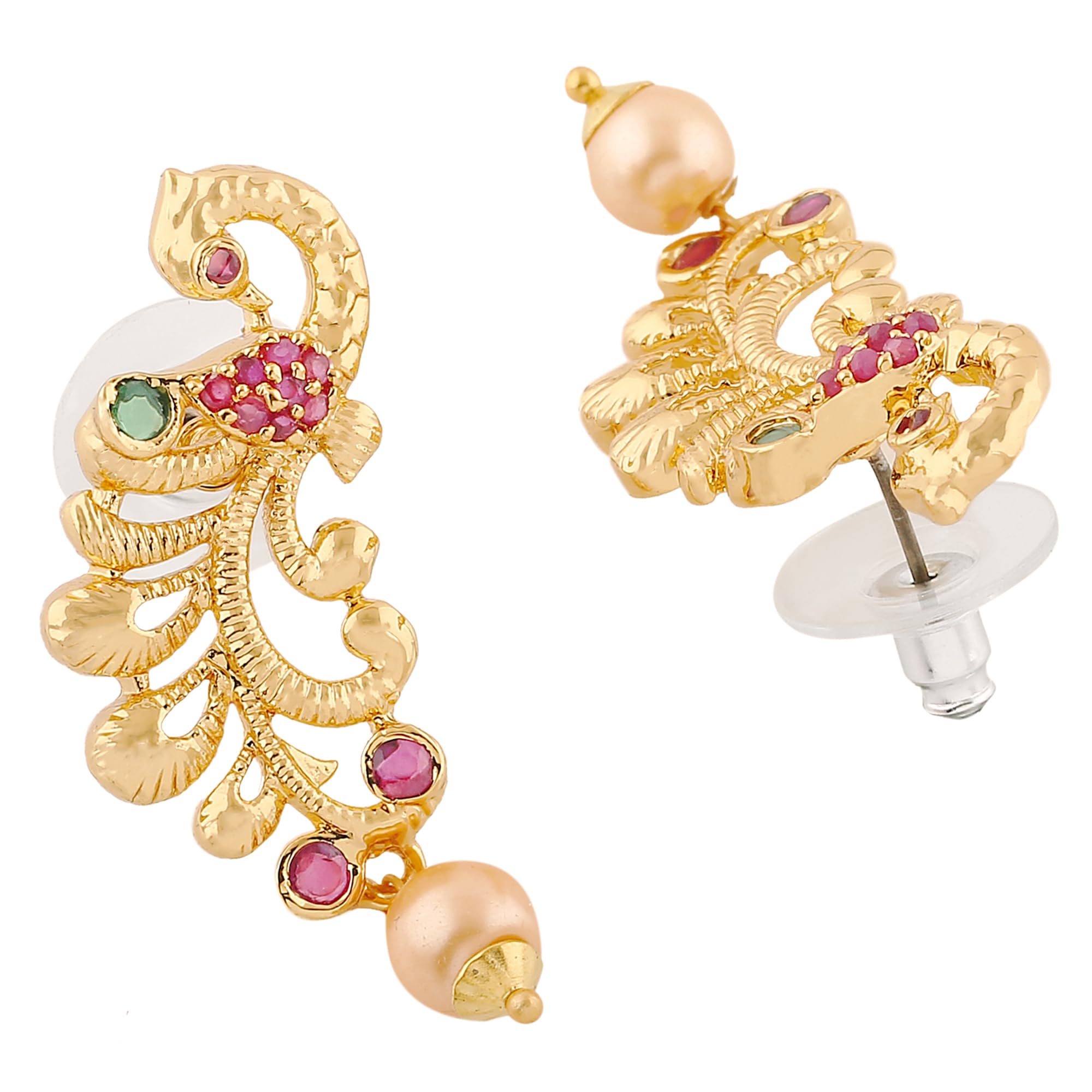 Peacock Earrings with CZ Stones