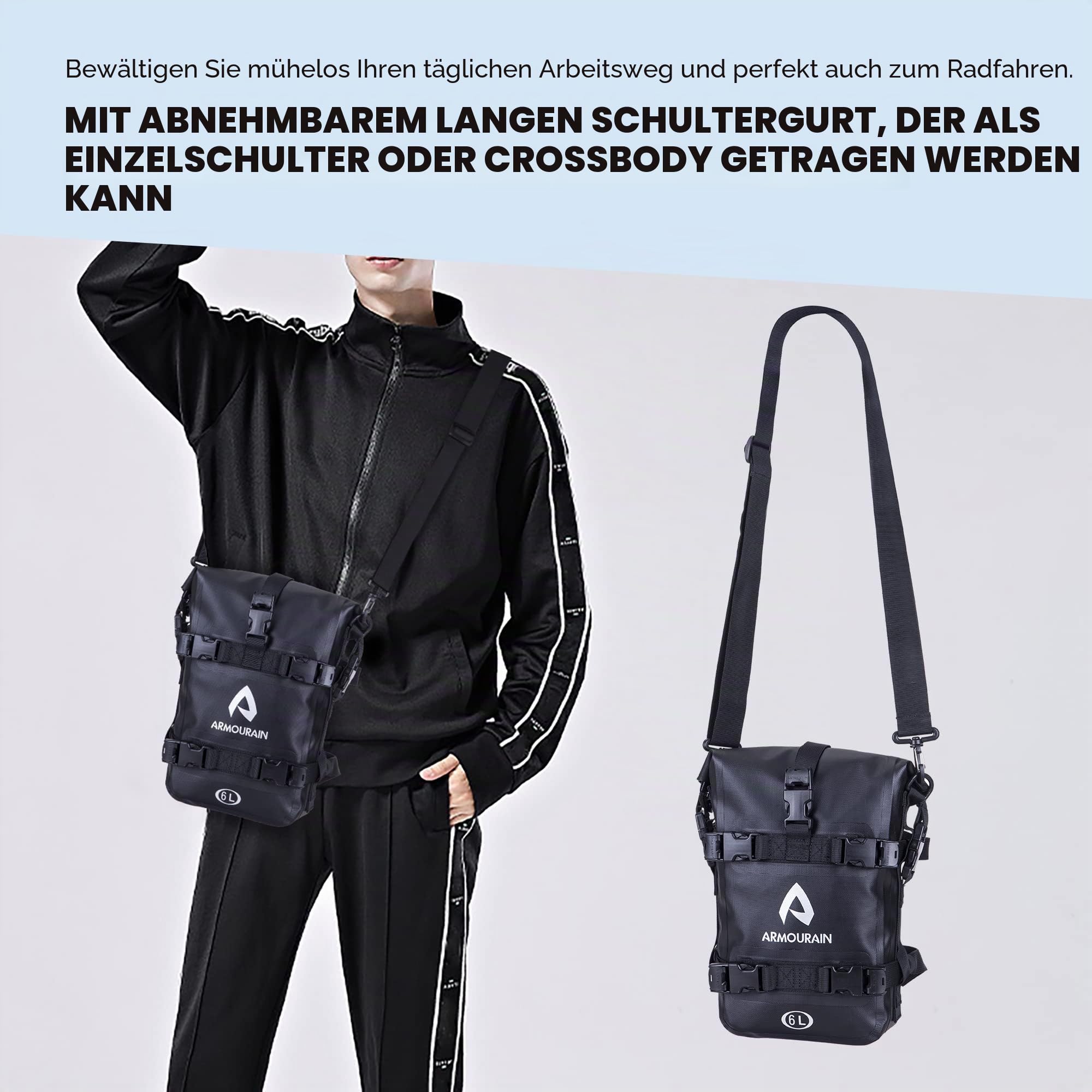 Sturzbügeltasche Motorrad, 12L(6x2) Motorrad Gepäcktasche Motorradgepäck Taschen für Sturzbügel Motorrads Gepäck Wasserdicht hat Schultergurt Wasserdicht Hecktasche für Moto ATV（TPU