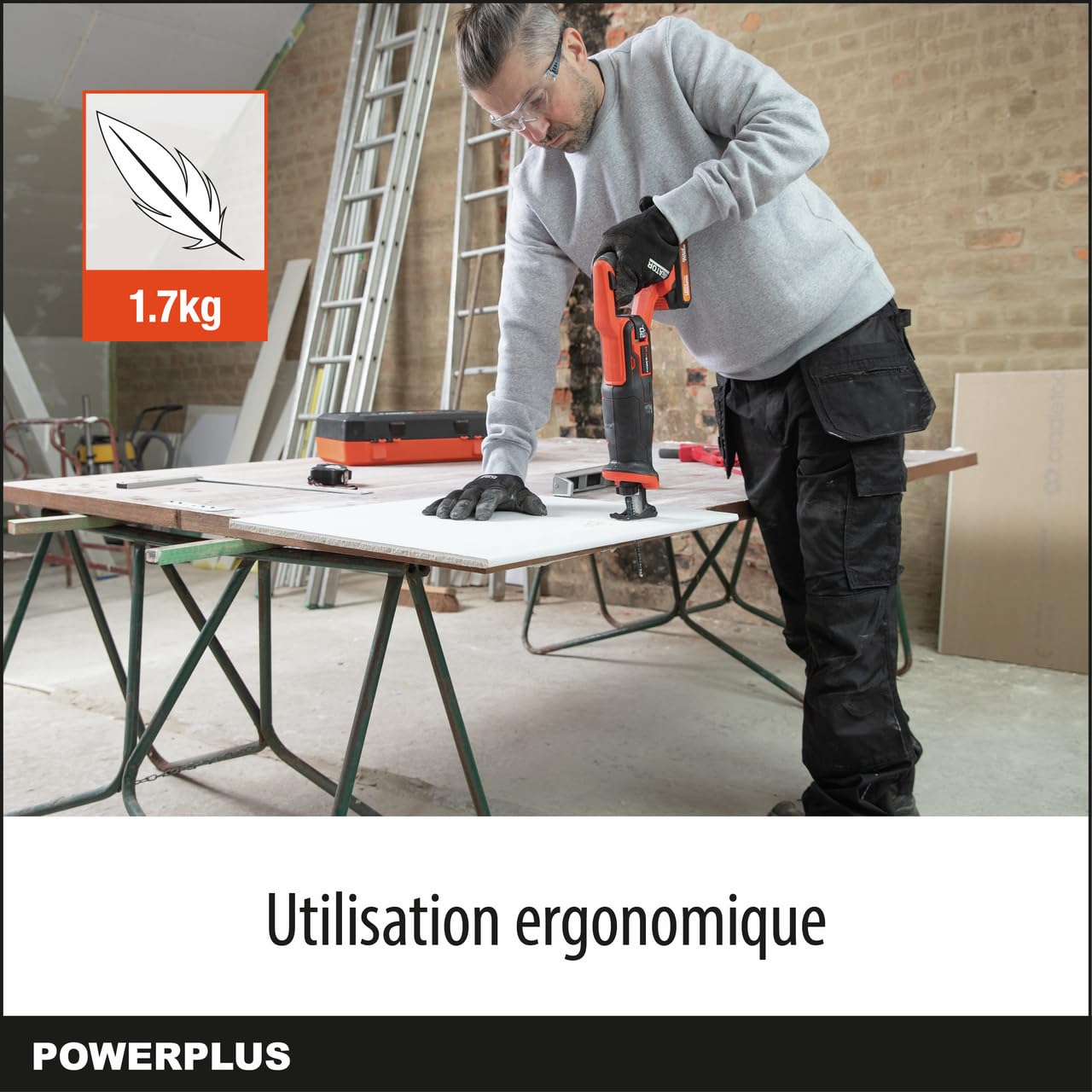 Dual Power Scie Sabre sans Fil de 20 V POWDP25100 - Scie à Guichet à Batterie 2800 min-1 - sans Batterie ni Chargeur