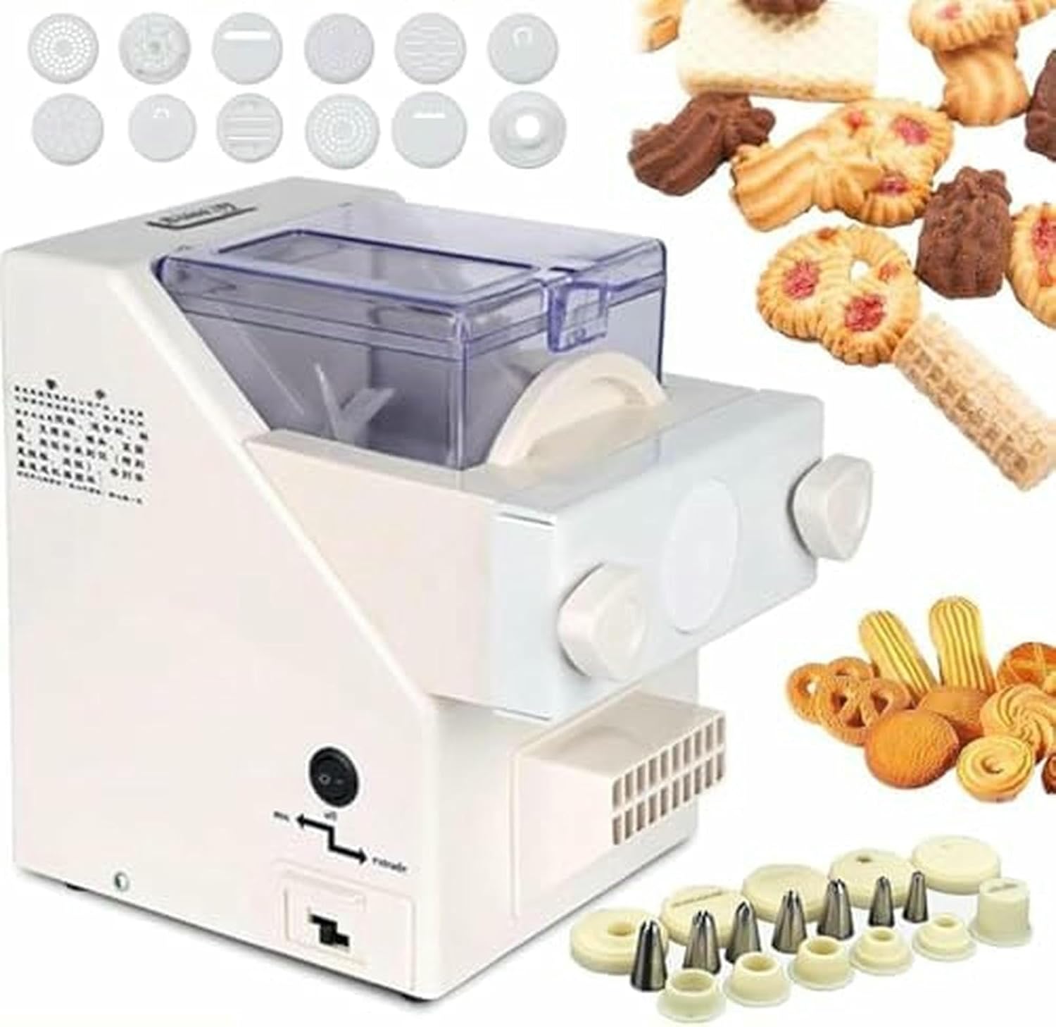 Automatic Cookies Making Machine, 180W Electric Biscuit Maker with 8 Replaceable Nozzles for Easy Cookie Pressing