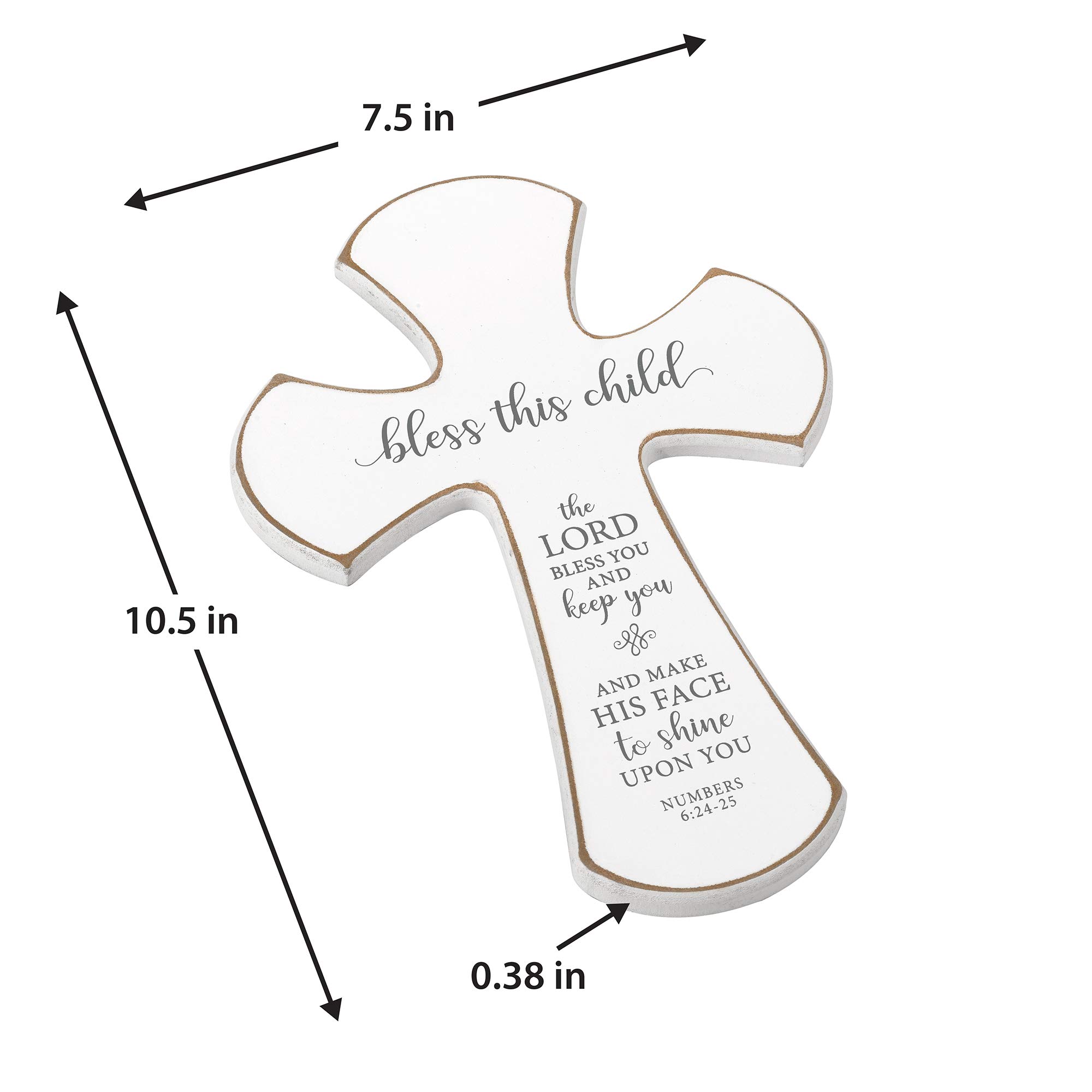 Lillian Rose Distressed White Bless This Child Nursery Cross,Off White