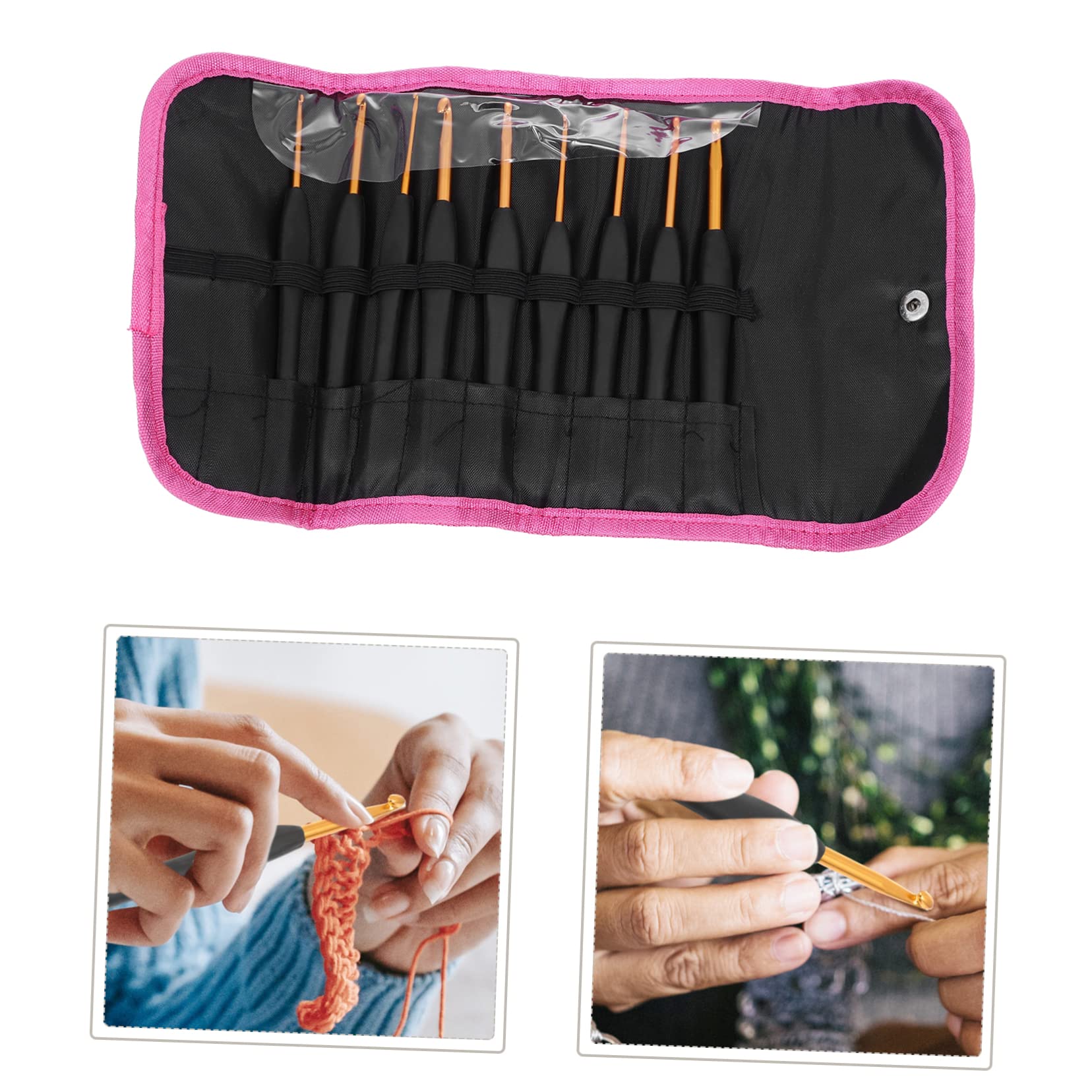 3 Juegos ganchillo negro pañuelos fular hat agujas ganchillo calcetines de knitting puntada patas enhebrador tejeduría manos agujas de coser de aluminio suéter crochet agujas