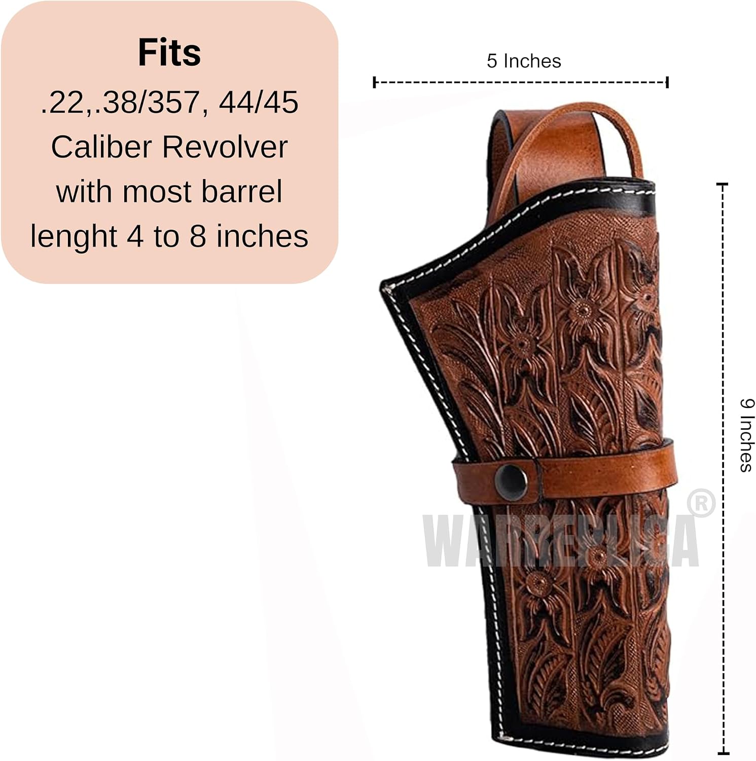 warreplica Leather Western Gun Holster Heritage 22 Holster .38 .44 .45 .357 .358 Cowboy Holsters for Revolvers 4" to 8" Approx Heritage Rough Rider Leather Holster