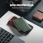 VULKIT Men's Wallet Minimalist Pop Up Card Holder RFID Blocking Magnetic Closure Leather Wallet with ID Window for Cash & Credit Cards Up To 11 Cards, Olive, Minimalist