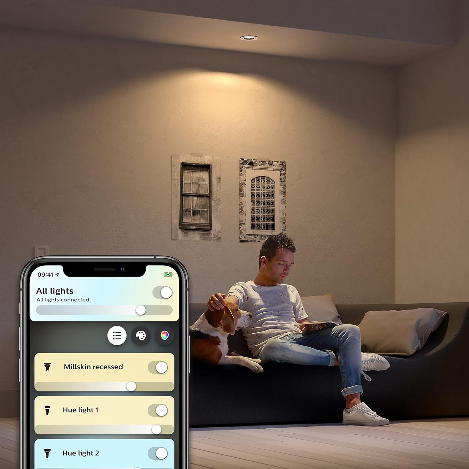 Philips Hue White Ambiance Einbauspot Milliskin 250lm, rund, aluminium, dimmbar, alle Weißschattierungen, steuerbar via App, kompatibel mit Amazon Alexa (Echo, Echo Dot)