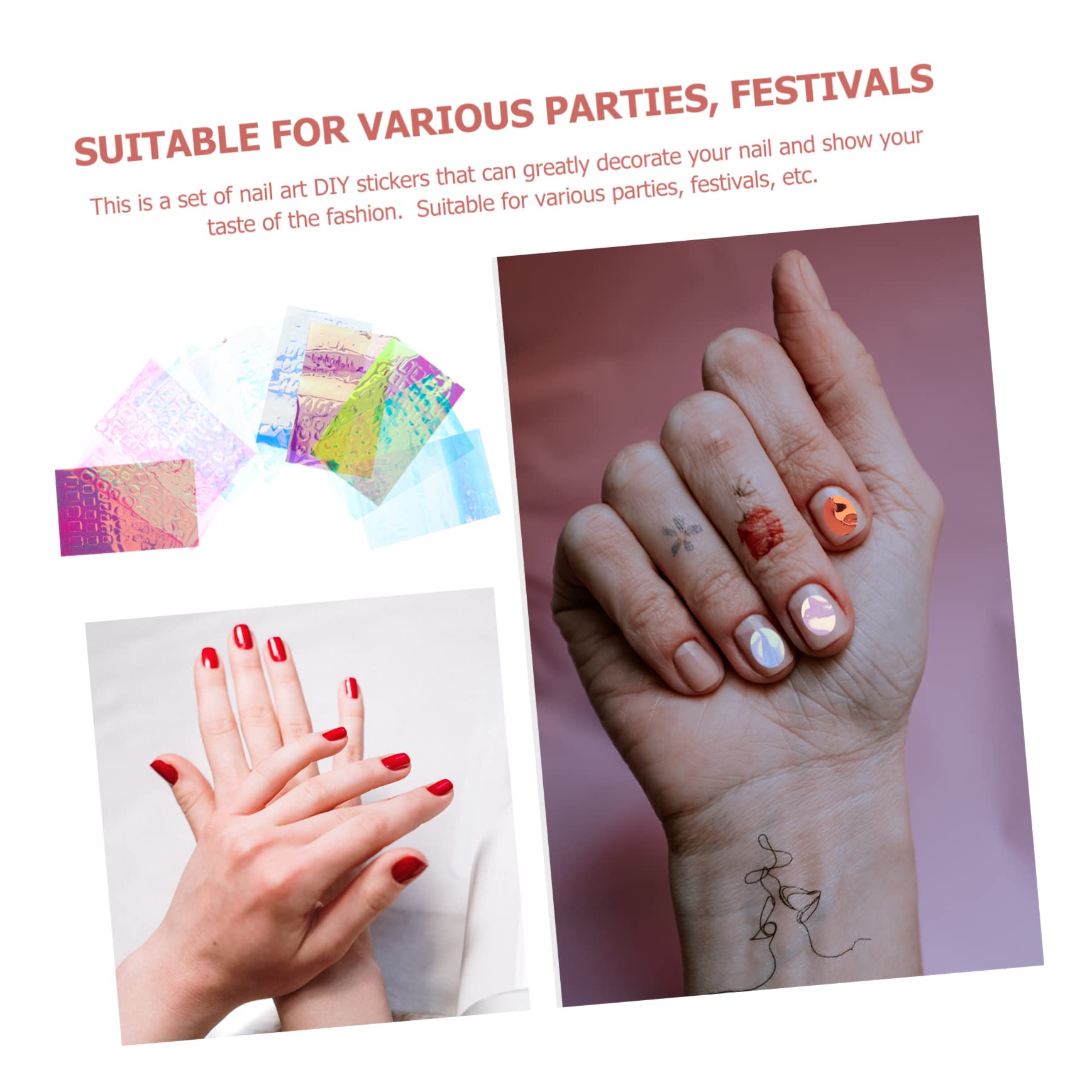 Housoutil 55fogli Adesivi Per Unghie Gel Decorazioni Manicure Trasparenti e Olografiche e