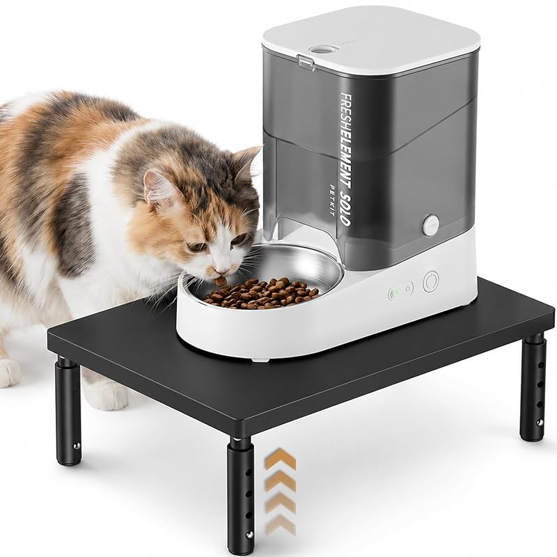 Suporte Elevado Ajustável para Comedouro Automático de Gatos em Madeira ECOLOVI, 1 unidade