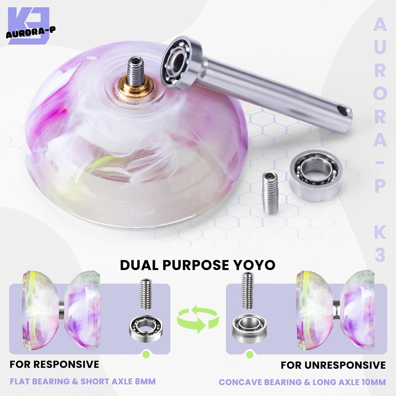 MAGICYOYO K3 Aurora-P Pro Finger Spin Yoyo for Kids 8-12 & Beginners image 5
