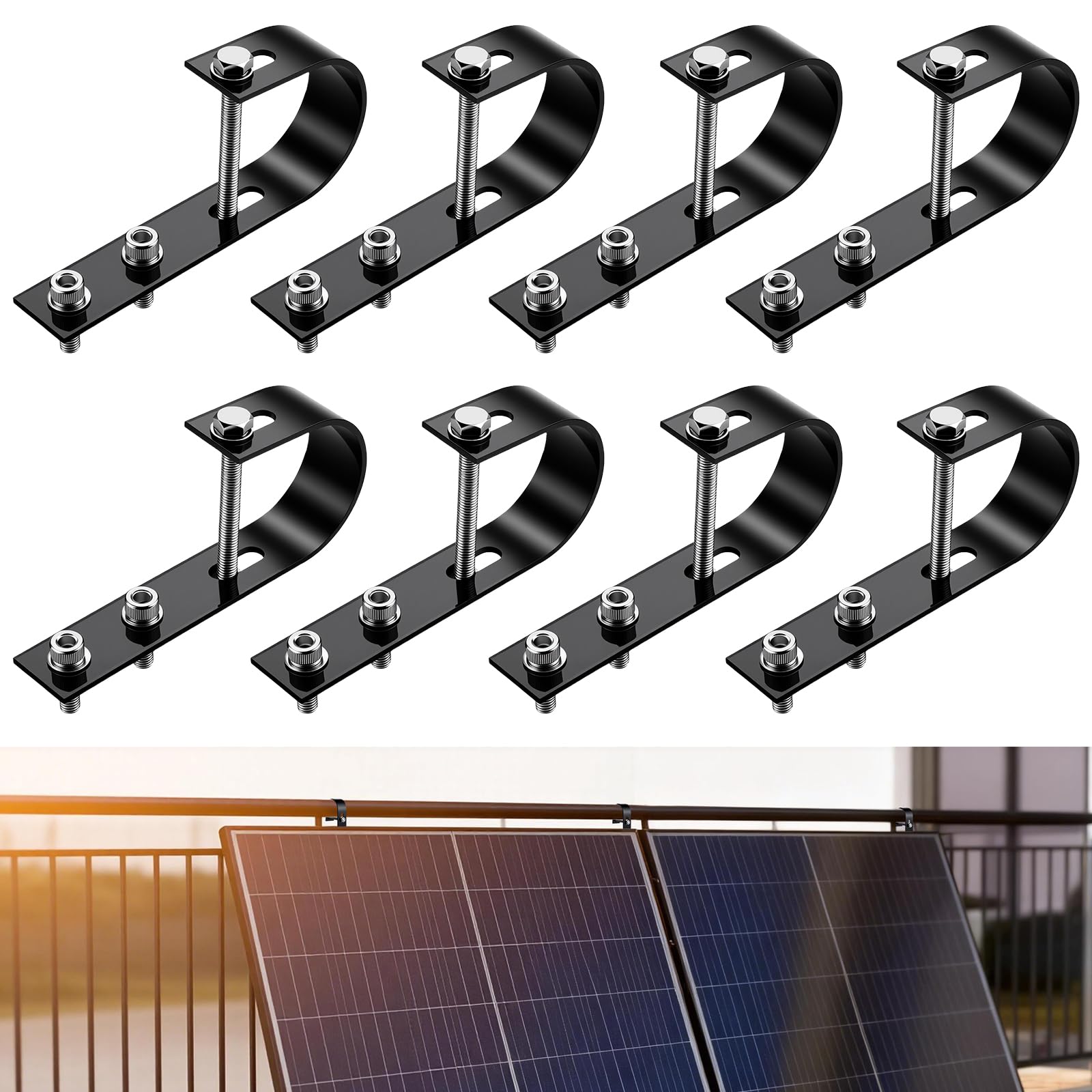GETLITOOL 8 sztuk uchwytów do elektrowni balkonowej ze stali nierdzewnej 304, uniwersalne haki mocujące do modułów PV, uchwyt na moduł solarny z kompletnym zestawem montażowym na balkon, dach, garaż