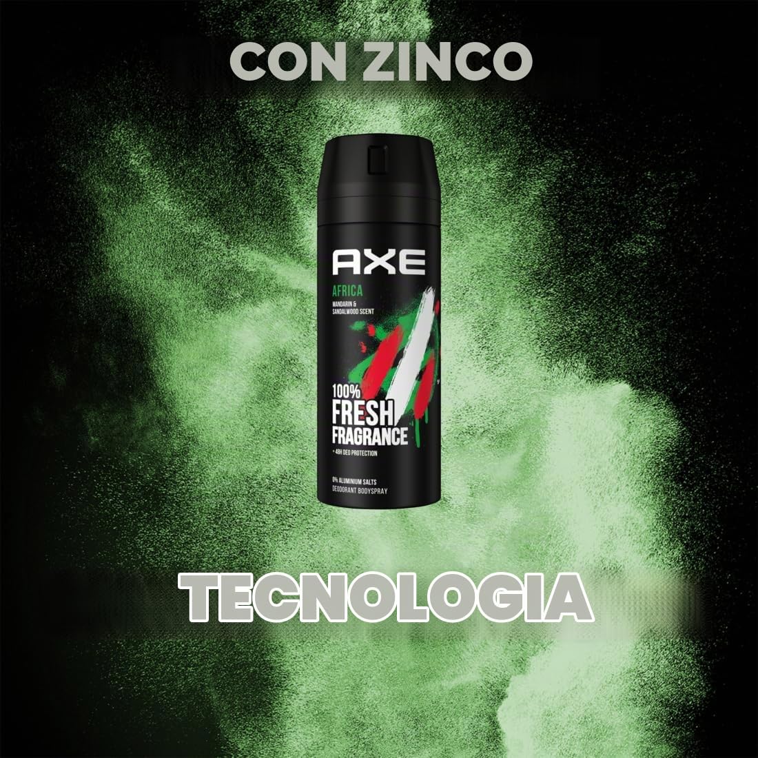 AXE Deodorante spray per il corpo Africa con protezione 48H contro l'odore del corpo senza sali di alluminio, 12 pezzi