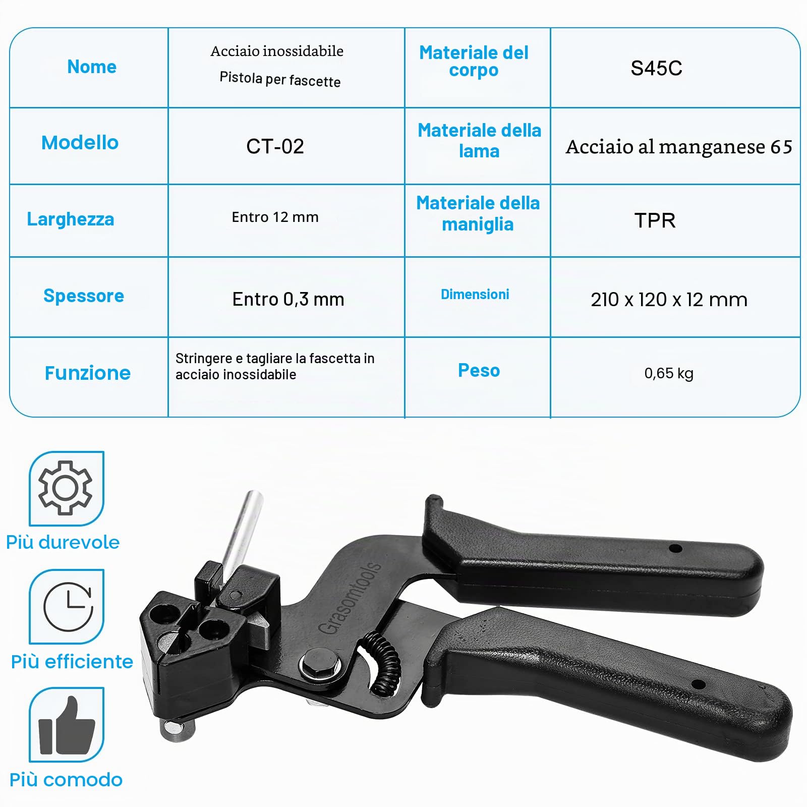 Pistola per fascette metalliche con fascette per cavi in acciaio inossidabile da 200 pezzi 4.6 * 270mm