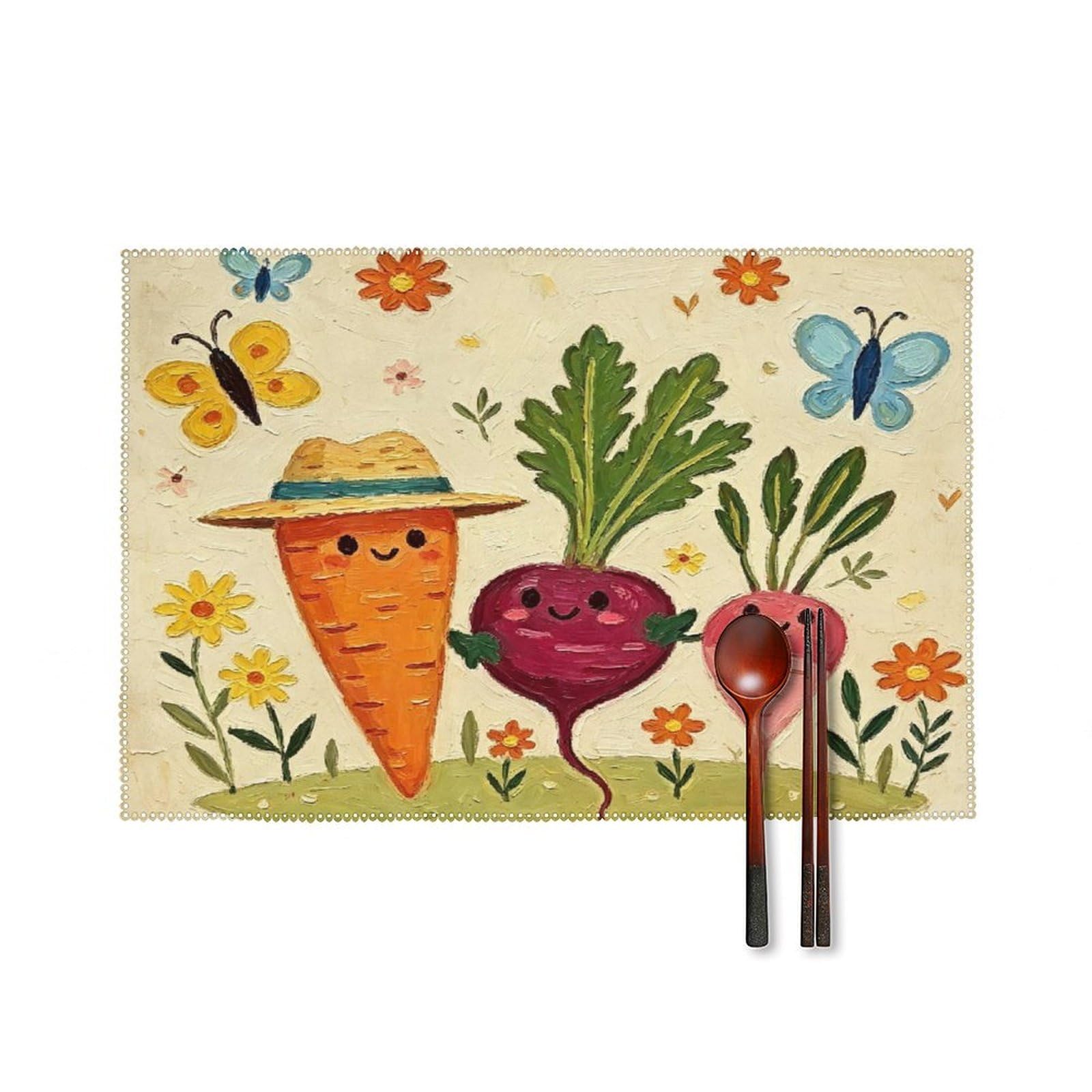 Fekiloot Style Cute Vegetable Placemats Set Of 6,Table Mat