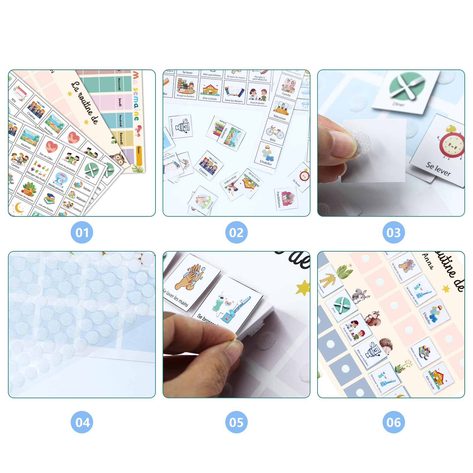 Planning Semaine Enfants 2pcs Tableau Routine Quotidienne 118pcs Français