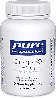 Pure Encapsulations Ginkgo 50 160 mg | Ginkgo Biloba Supplement to Support Oxygen, Blood Circulation, and Mild Memory Problems Associated with Aging* | 120 Capsules