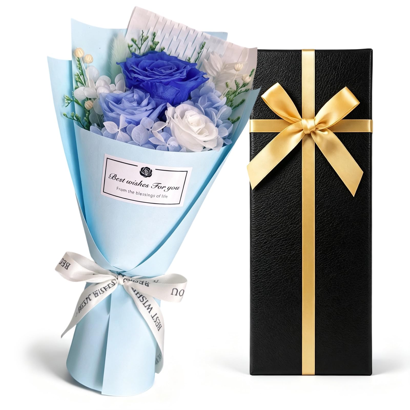 Emivery Preserved Blue Rose Bouquet Gift Box