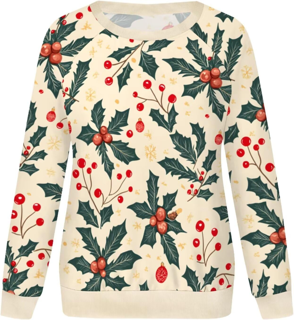 Neyaolk Womens Christmas Floral Sweatshirts Funny Graphic Crewneck Pullover Tops Casual Loose Long Sleeve Tops Xmas Shirts - Image 4
