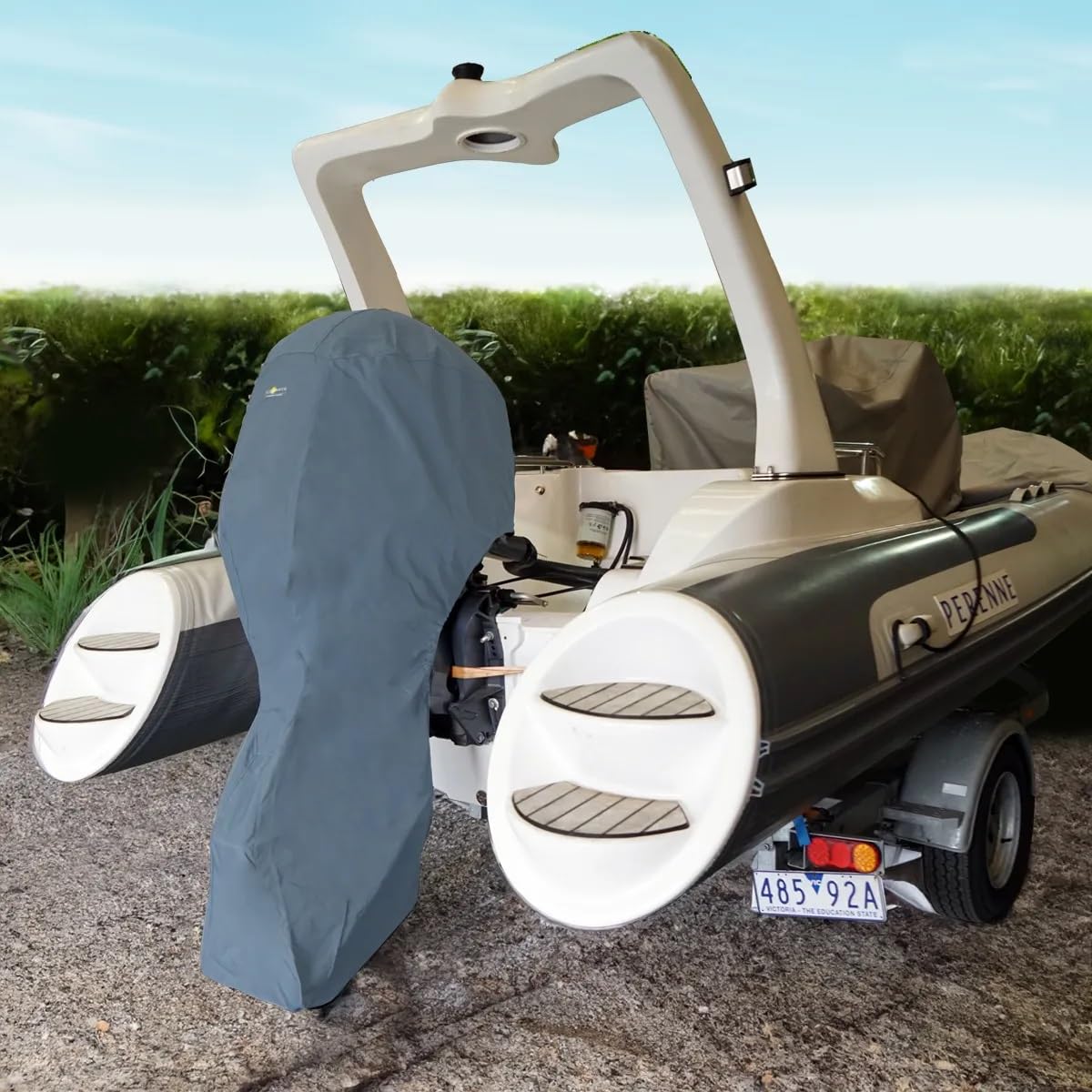 Pokrowiec Oceansouth Custom Full & Vented Combo zaprojektowany/kompatybilny z silnikiem zaburtowym Yamaha (F4B-F6C 1CYL 139cc (2010 do 2024), długość nogi: 50 cm)