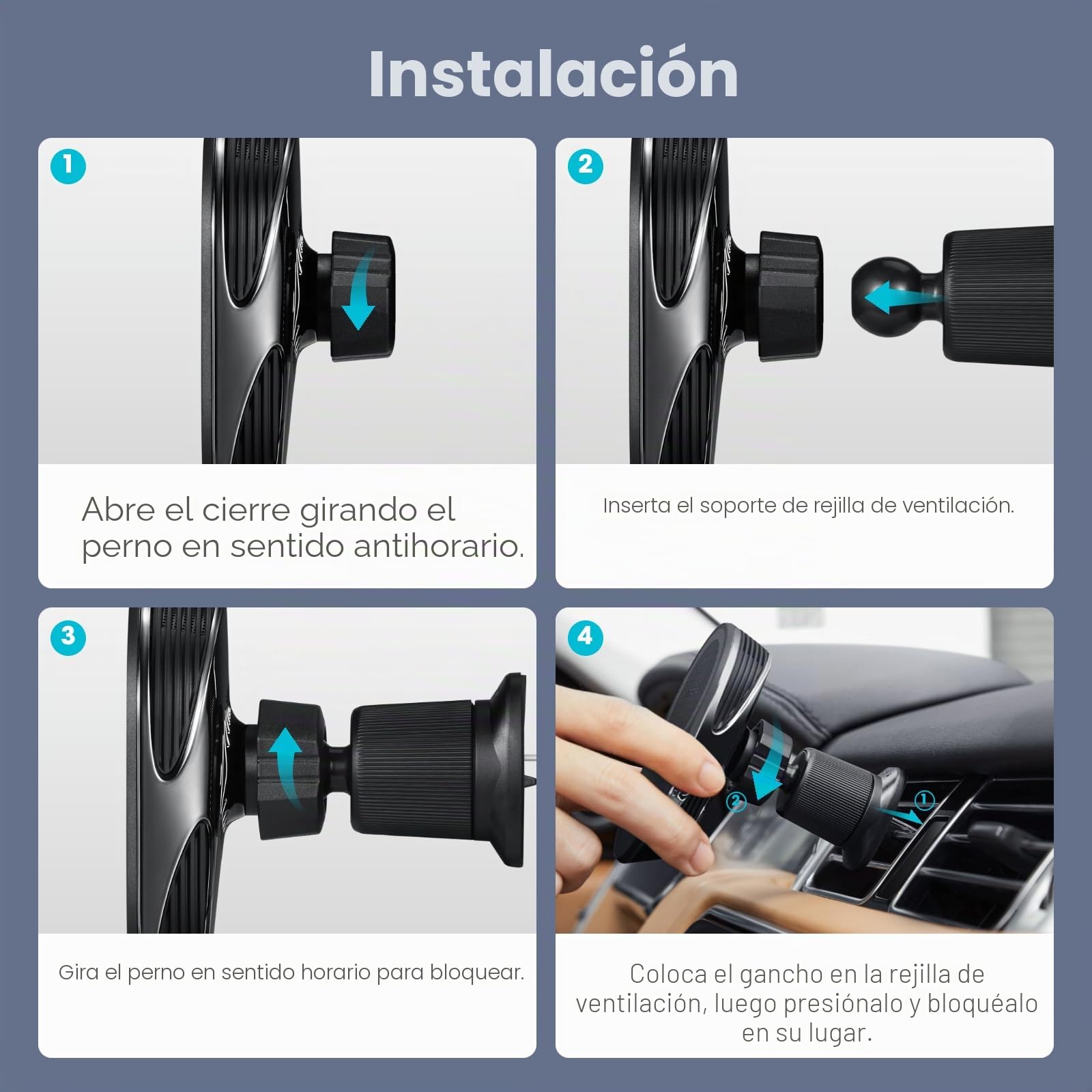 pitaka Cargador de coche Qi2 MagSafe con función NFC, rotación de 360° | Soporte magnético para teléfono de coche de 15 W, compatible con MagSafe y iPhone 17/16/15/14/13 Series, ventilación de aire