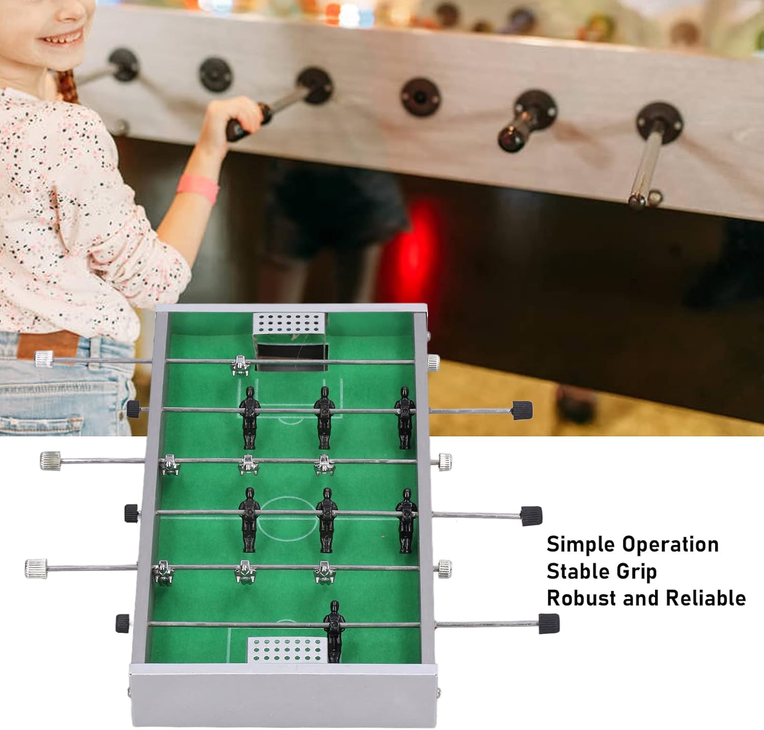 GOWENIC Mini Foosball Table, Portable Mini Table Football Table Top Foosball Soccer Game Sports Aluminum Rod Robust Reliable, for Kids Gifts