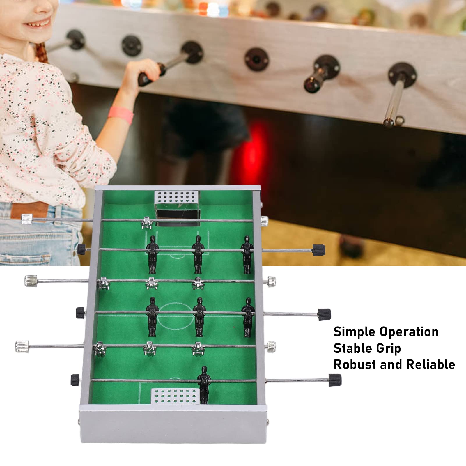 Tabletop Foosball Table Portable Mini Table Soccer Game Set, Compact Mini Arcade Table Hand Soccer for Kids and Adults, Compact Size Aluminum Rod Table 8.0 x 4.6 x 13.in
