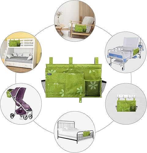 Miniatura 225 de Surblue - Organizador de cama colgante para mesita de noche, bolsa de almacenamiento, bolsillo para literas y camas de hospital, dormitorios Z-Zebra