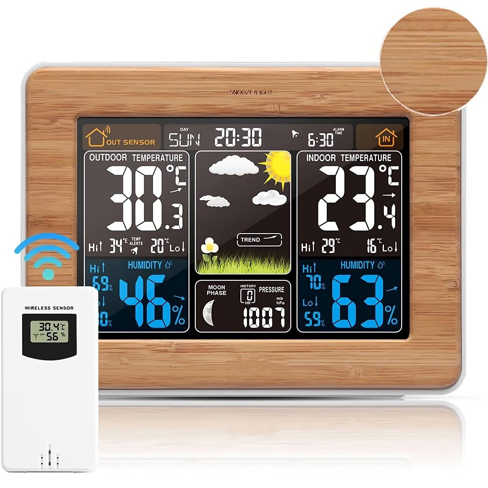 Stazione Meteo Con Orologio Radiocontrollato E Sveglia