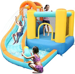 Water Slide Pool Park,Inflatable Slide Bouncer, Pool Water Slide Climber Castle,Bounce House Waterslide, 320X280X210cm,