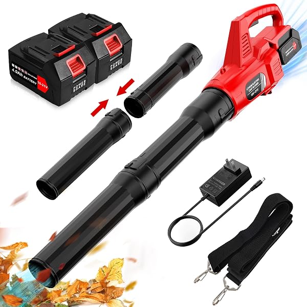 Souffleur de feuilles sans fil Lmozim, batterie 21 V 2 x 4000 mAh, 580 CFM, 160 MPH, 65 dB