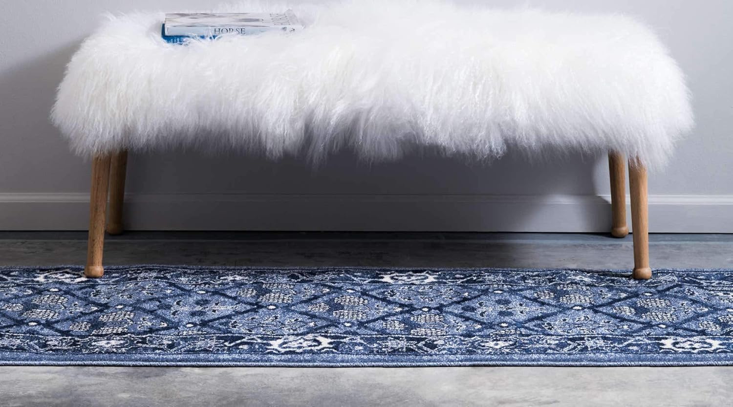 Unique Loom La Jolla Collection Area Rug - Trellis (2' 7" x 10' Runner, Blue/ Ivory)