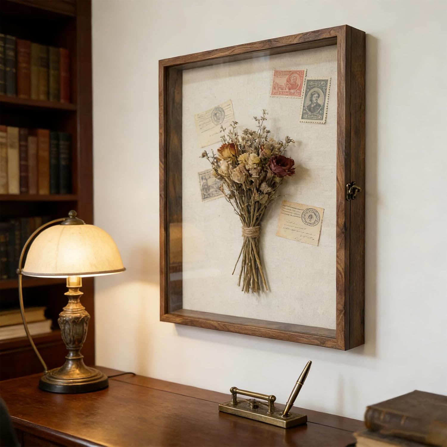 16x20 Shadow Box Frame with Front Open Design – Linen-Lined Interior, Secure Hinge Closure, Tabletop or Wall Mount Display Case for Photos, Keepsakes, Gifts for Parents