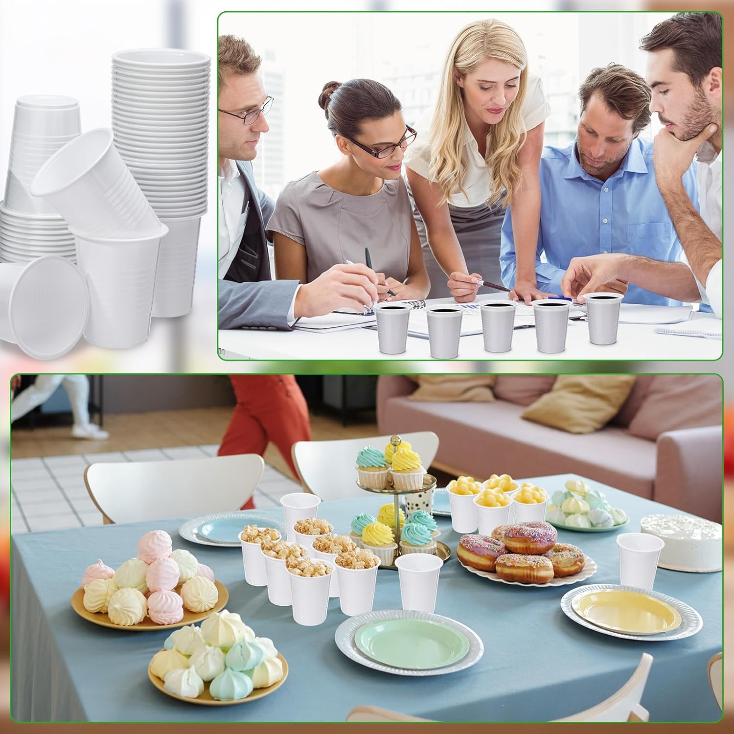 Eaasty 1000 Pcs White Plastic Cups Bulk 5 Oz/150 ml White Disposable Plastic Drinking Cups Disposable Drinking Tumblers Bulk for Tasting, Birthday Parties, Picnic, BBQ, Wedding