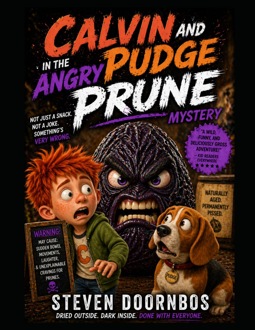 Calvin and Pudge in The Angry Prune Mystery. Not just a snack. Not a joke. Something's very wrong: May cause sudden bowel movements, laughter and unexplainable cravings for prunes