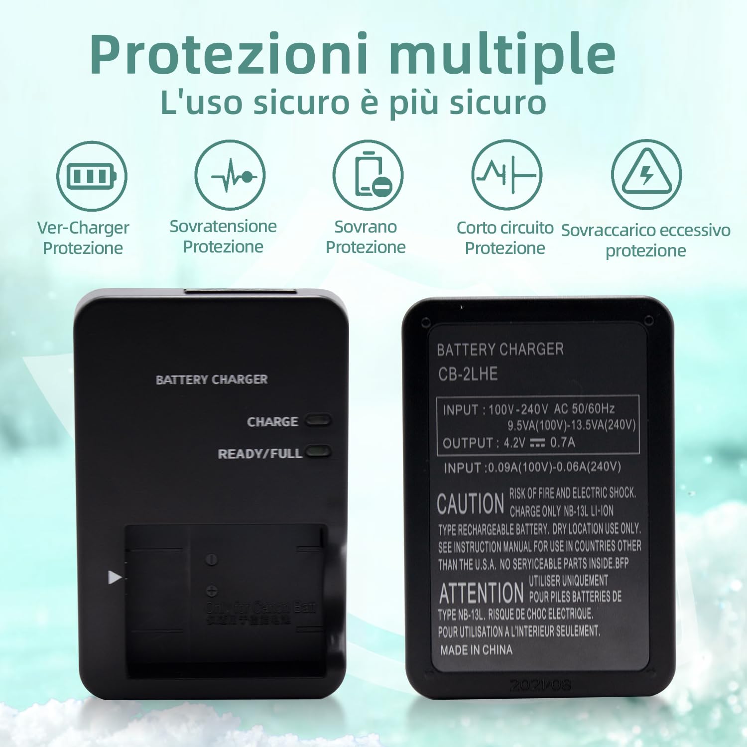 NB-13L CB-2LH Caricabatteria compatibile con Canon PowerShot G1X, G1 X Mark III, G5X, G5X Mark II, G7X, G7X Mark II, G7X Mark III, G9X, G9X Mark II, SX620, SX720, SX730, SX740