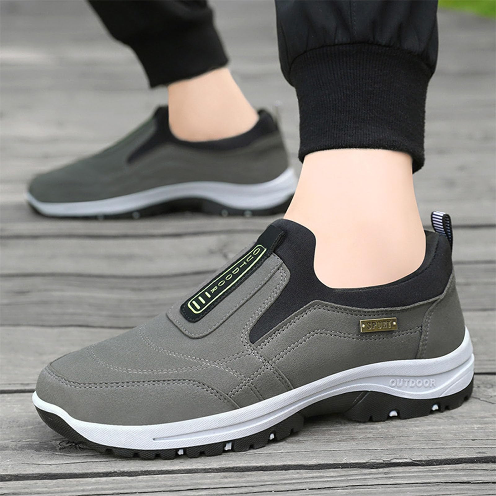 Zapatos para Caminar para Hombre, Zapatillas de Senderismo al Aire Libre, Zapatos de Senderismo sin Cordones para Hombre, Zapatos Ortopédicos, Zapatos Ligeros para el Trabajo