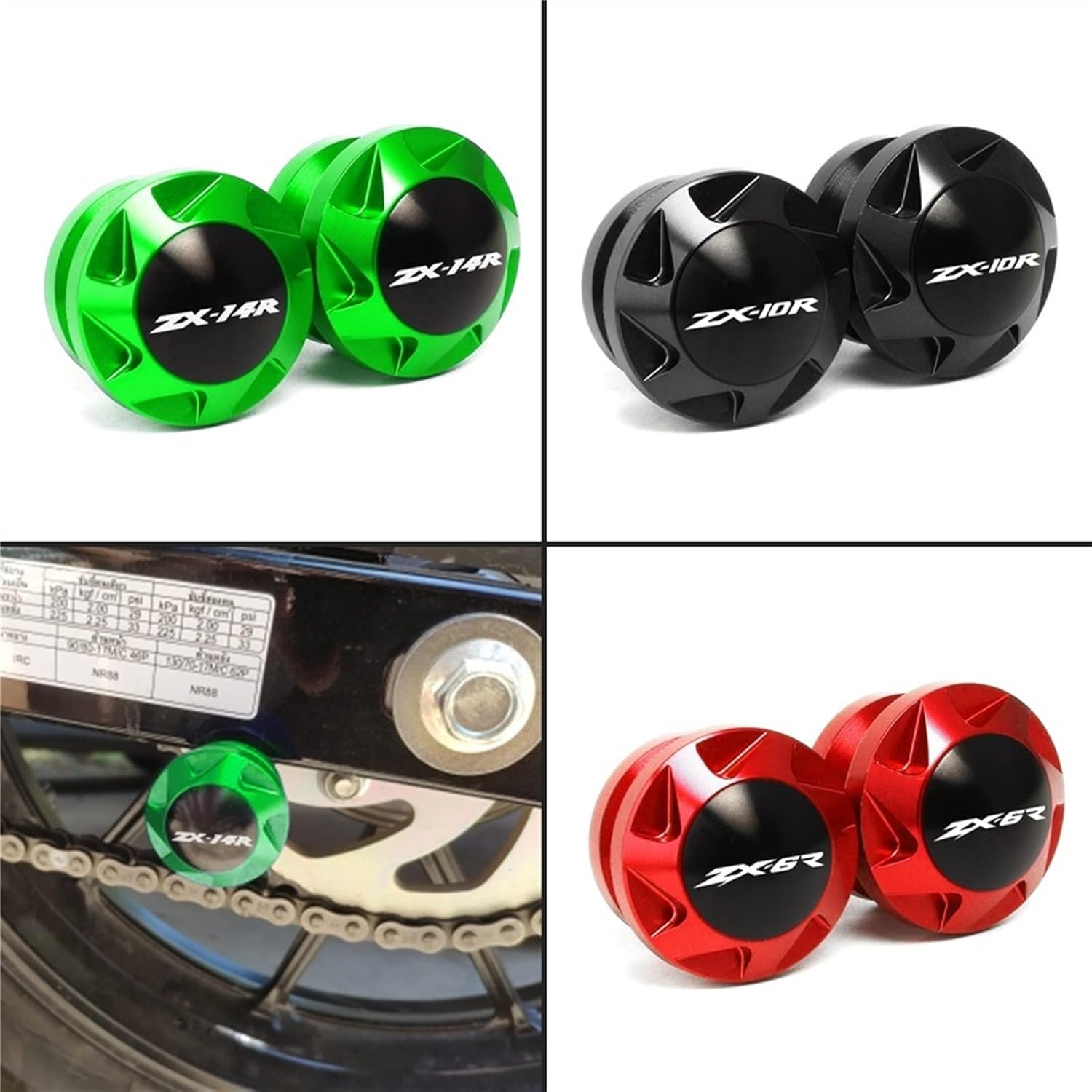 10mm Motorcycle CNC Swingarm Spools Frame Slider for Kawasaki ZX6R 1995-2012 ZX10R 2004-2010 ZX14R 2006-2014 Anti-Fall Frame Sliders
