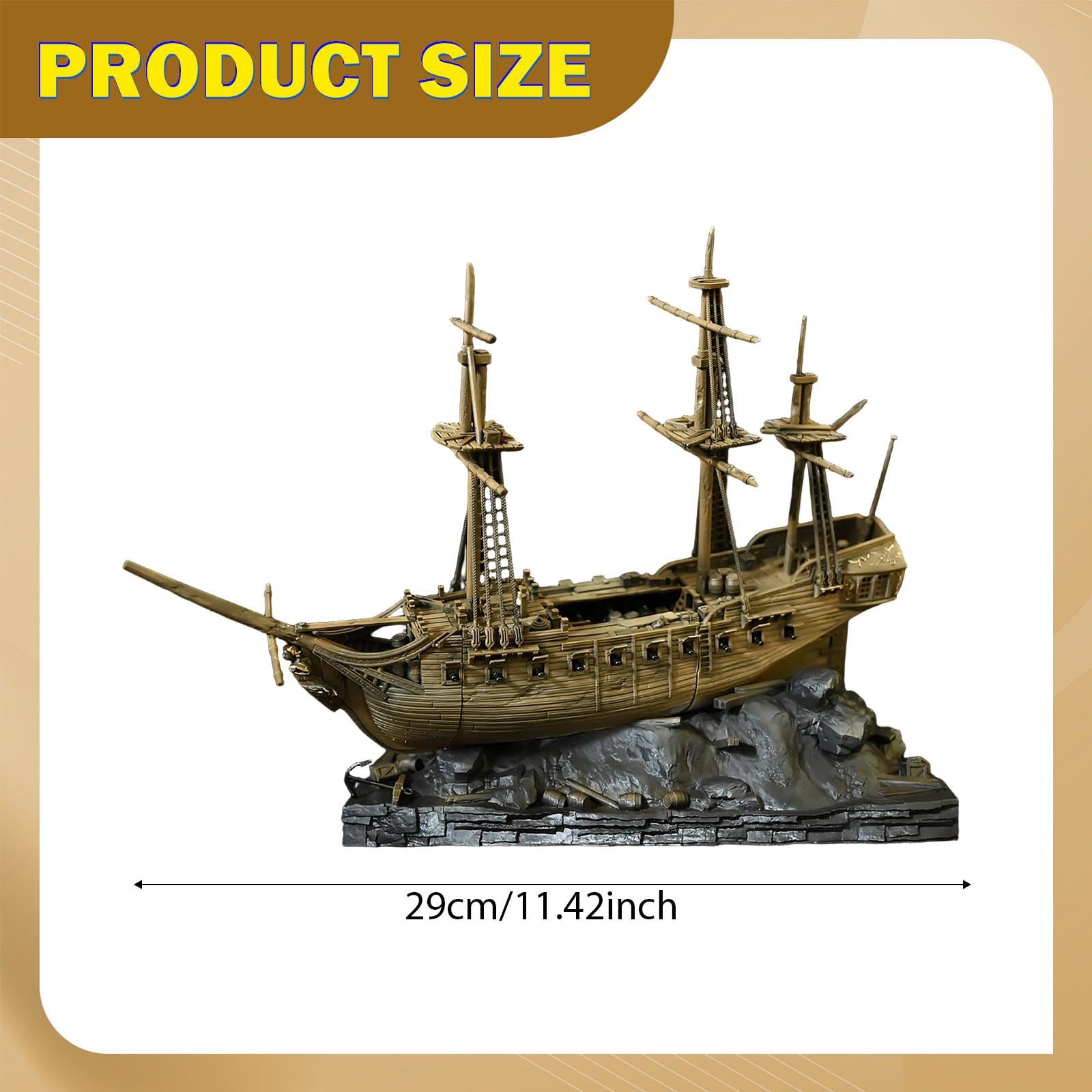 Decoración de Barco para Acuario, Estatua Resistente Y Creativa, Adorno para Pecera, Regalo