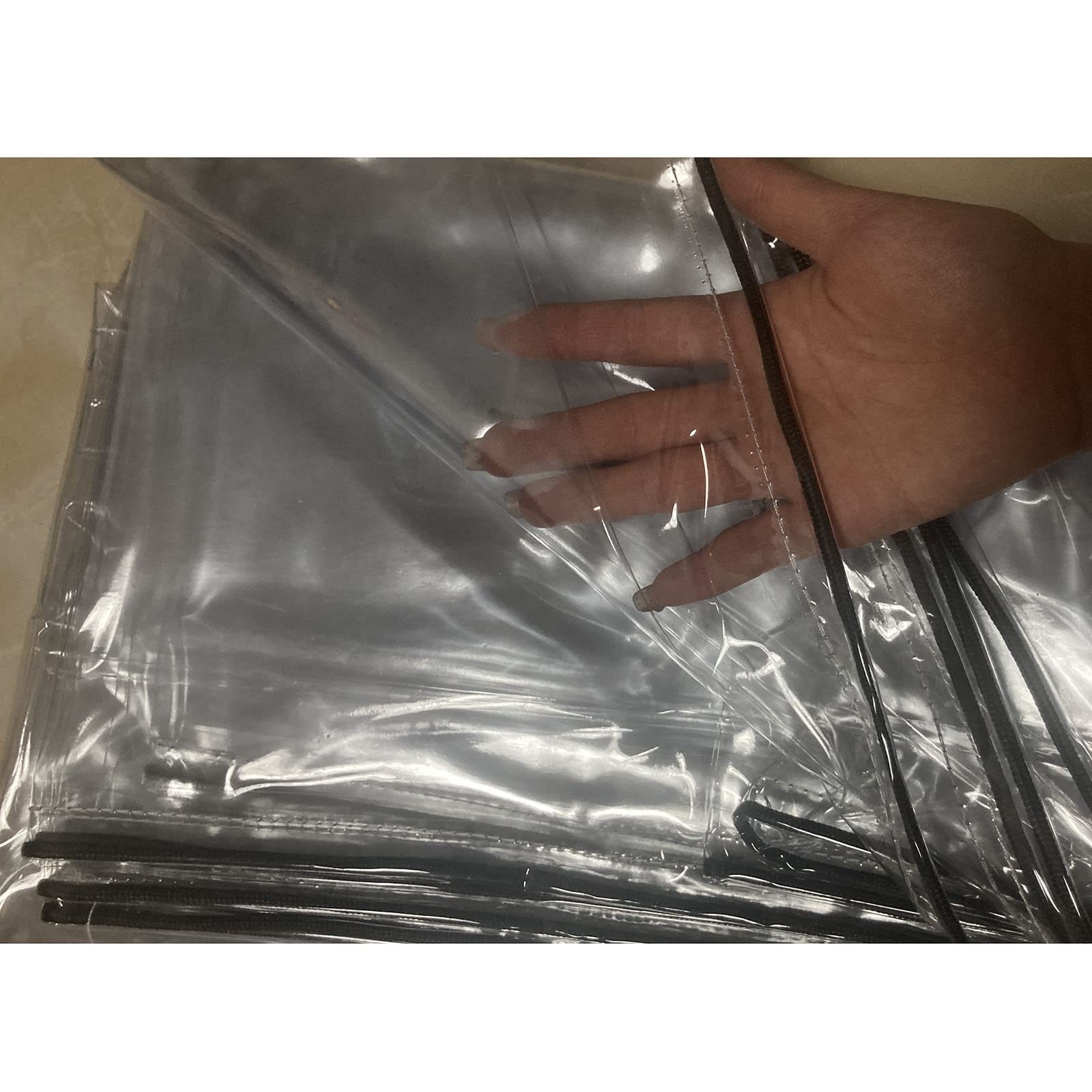 Copertura impermeabile per mobili da giardino, resistente, trasparente, anti UV, con corda antivento, per esterni, patio, divano e sedia (dimensioni: 200 x 160 x 70 cm)