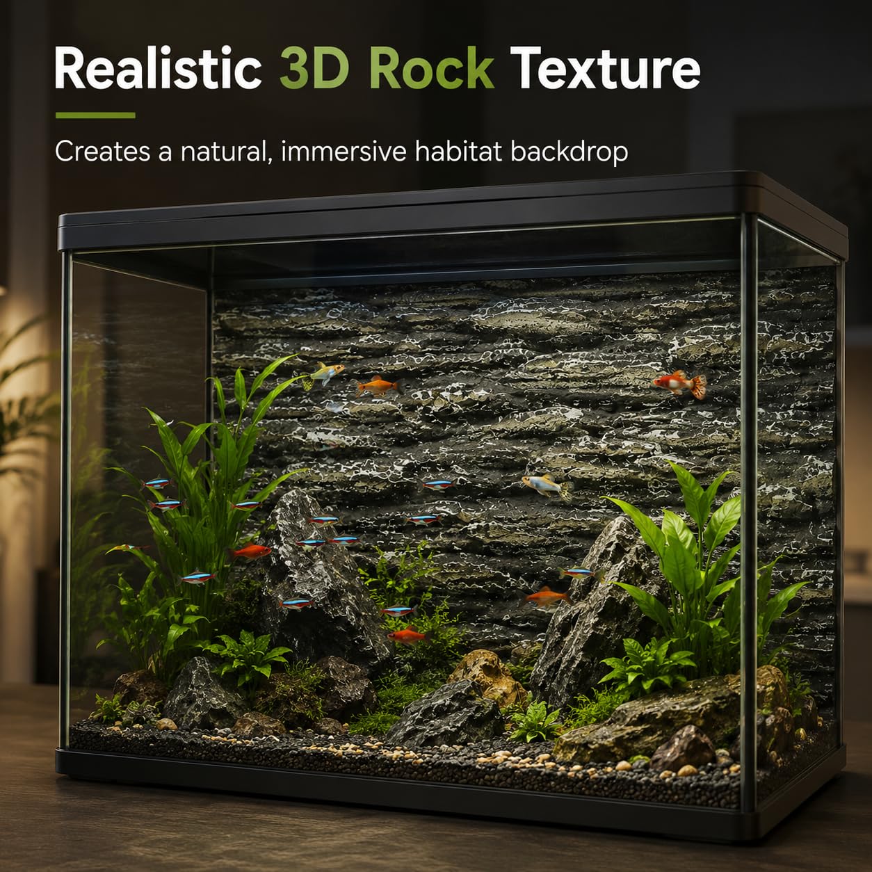 FOMIYES Sfondo Roccia Acquario 3D Sfondo Terrario Sfondo 3D Fish Tank Sfondo Parete Pesce Habitat Decorazione Terrario Habitat Sfondo Animale Lucertola Strisce Verticali Pu