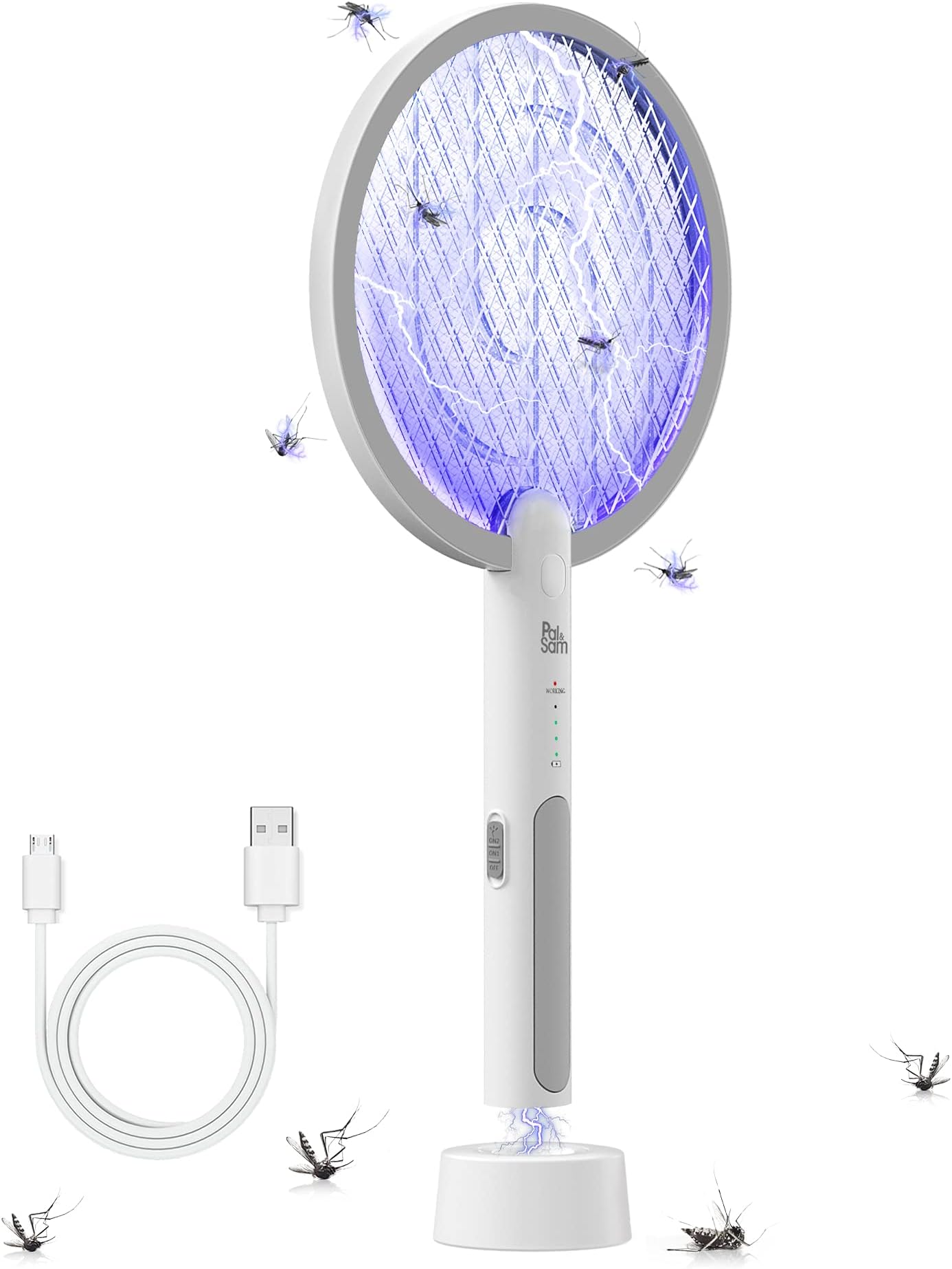 PAL&SAM Bug Zapper, Mosquito Killer USB/Rechargeable, Electric Fly Swatter Lamp & Racket 2 in 1 for Home, Bedroom, Kitchen, Patio (BZ02-2)