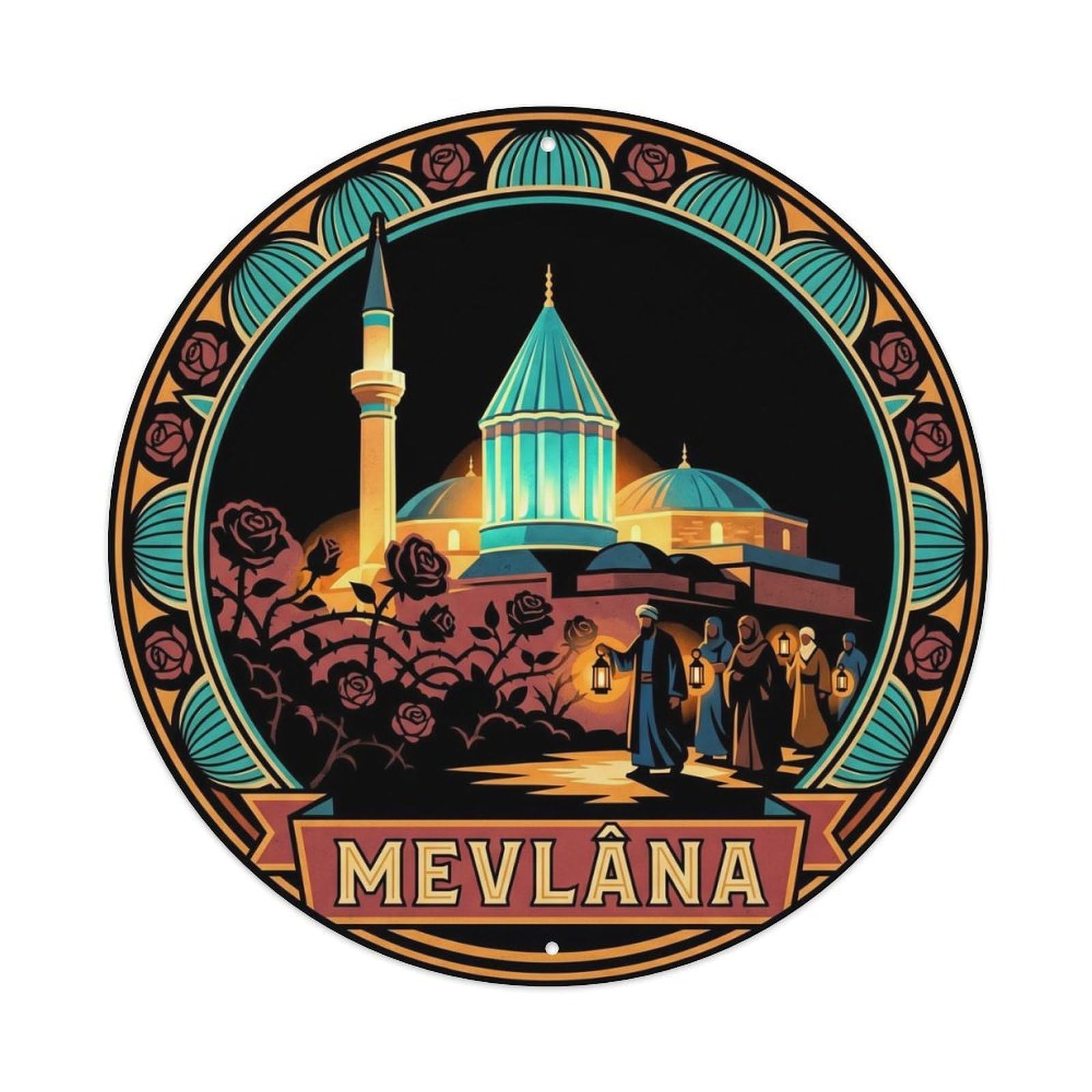 Konya Mevlana Turquoise Travel Turkey Retro Graphic Metal Tin Sign