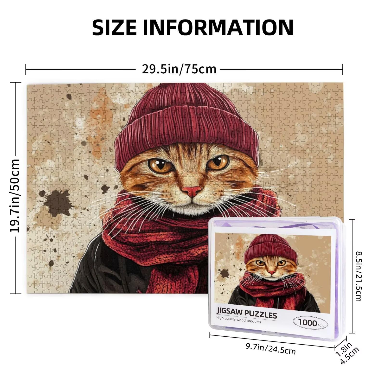 Puzzle kot, 3000 elementów, puzzle ze zwierzętami, dla dorosłych, z pudełkiem na prezent, duże drewniane puzzle dla dorosłych, gra zręcznościowa dla całej rodziny, prezenty dla kobiet, 81 x 122 cm
