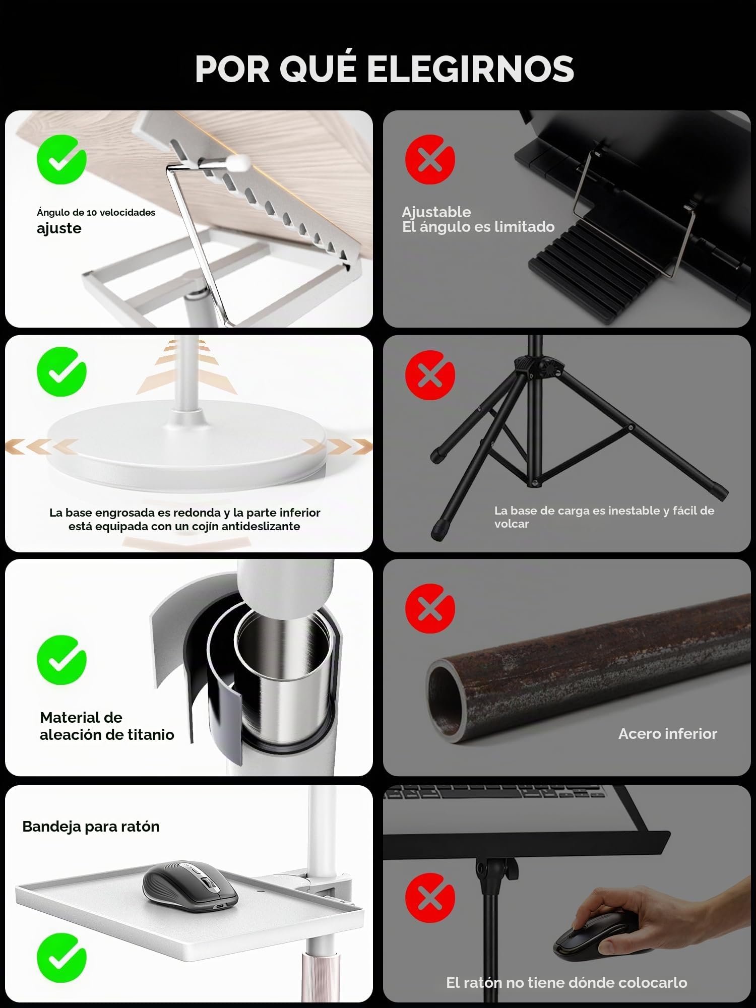 Soporte Ajustable 2 en 1 para Libros y Portátiles - Altura Regulable 60-132 cm, Uso Dual en Suelo y Mesa, Clip Elásticos para Partituras, Recetas, Tablets y Laptops, Diseño Moderno en Blanco