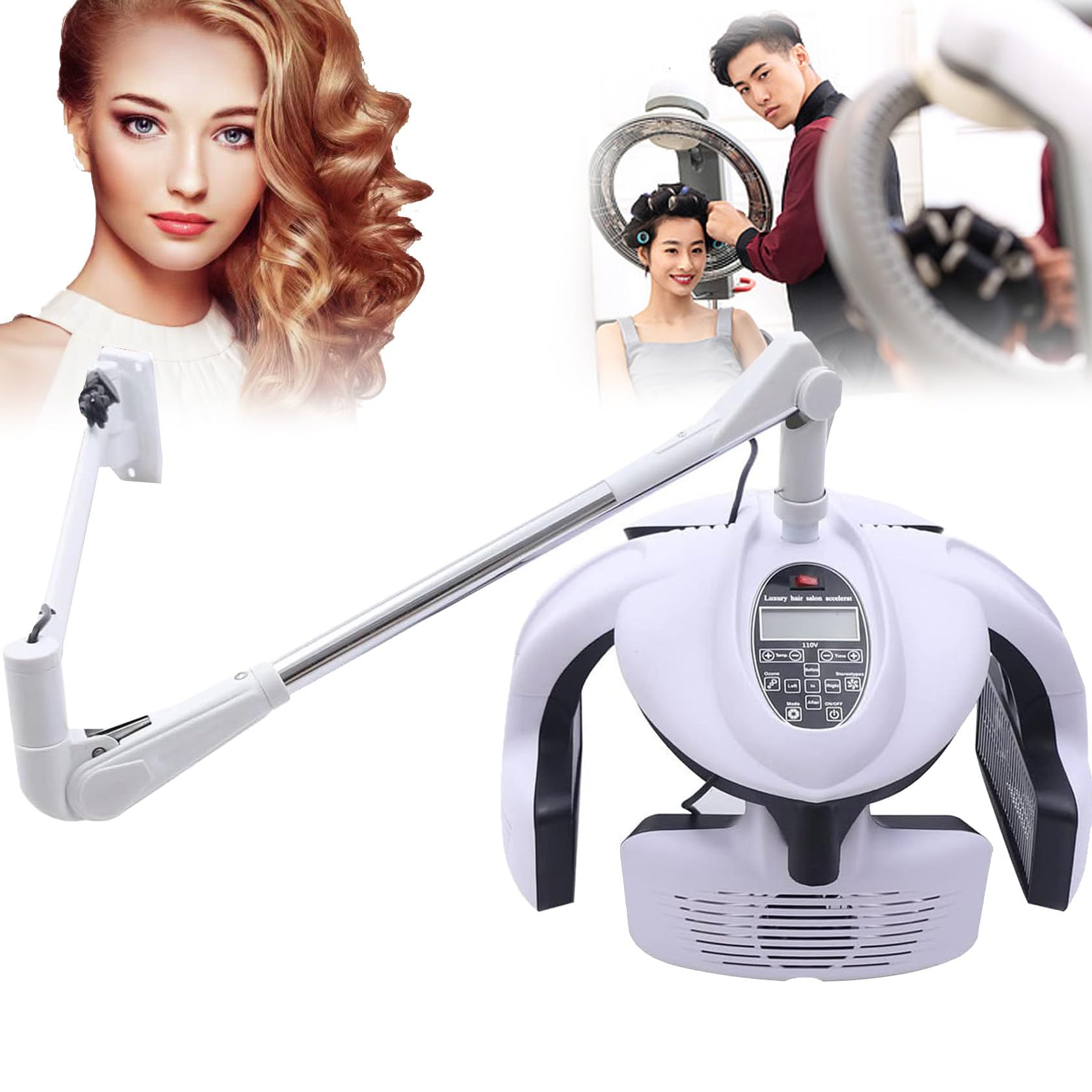 Hair Color Processor Wall Mount Hair Dryer Processor 800W Salon Rolling Hood Hair Dryer 3 in 1 Orbiting