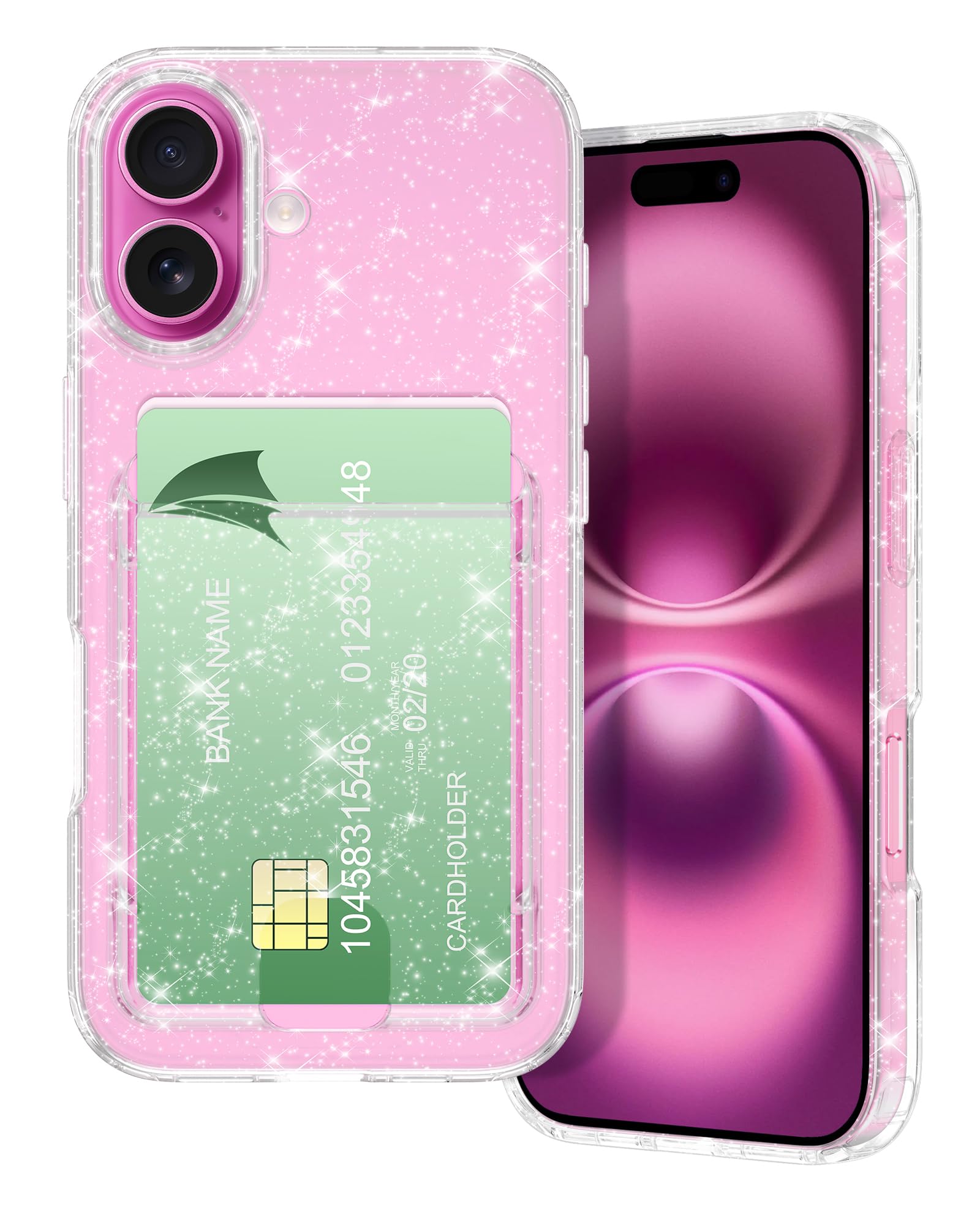 Petocase for iPhone 16 Wallet Case Card Holder Slot Slim Fit Flexible TPU Gel Rubber Soft Skin Silicone Protective Phone Case Cover for Apple iPhone