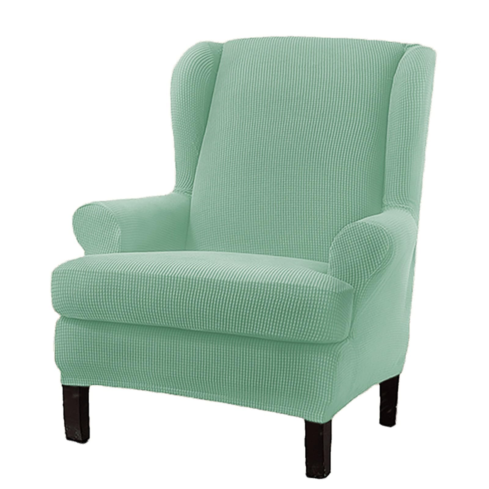 Housse de fauteuil à oreilles extensible vert menthe, amovible et lavable, protection de fauteuil pour salon et chambre à coucher, couleur unie