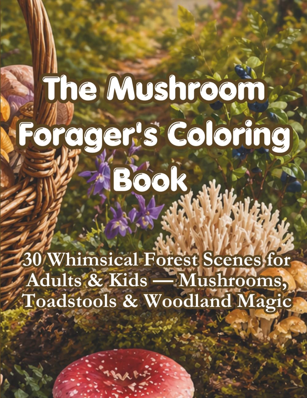 The Mushroom Forager's Coloring Book: 30 Whimsical Forest Scenes for Adults & Kids — Mushrooms, Toadstools & Woodland Magic