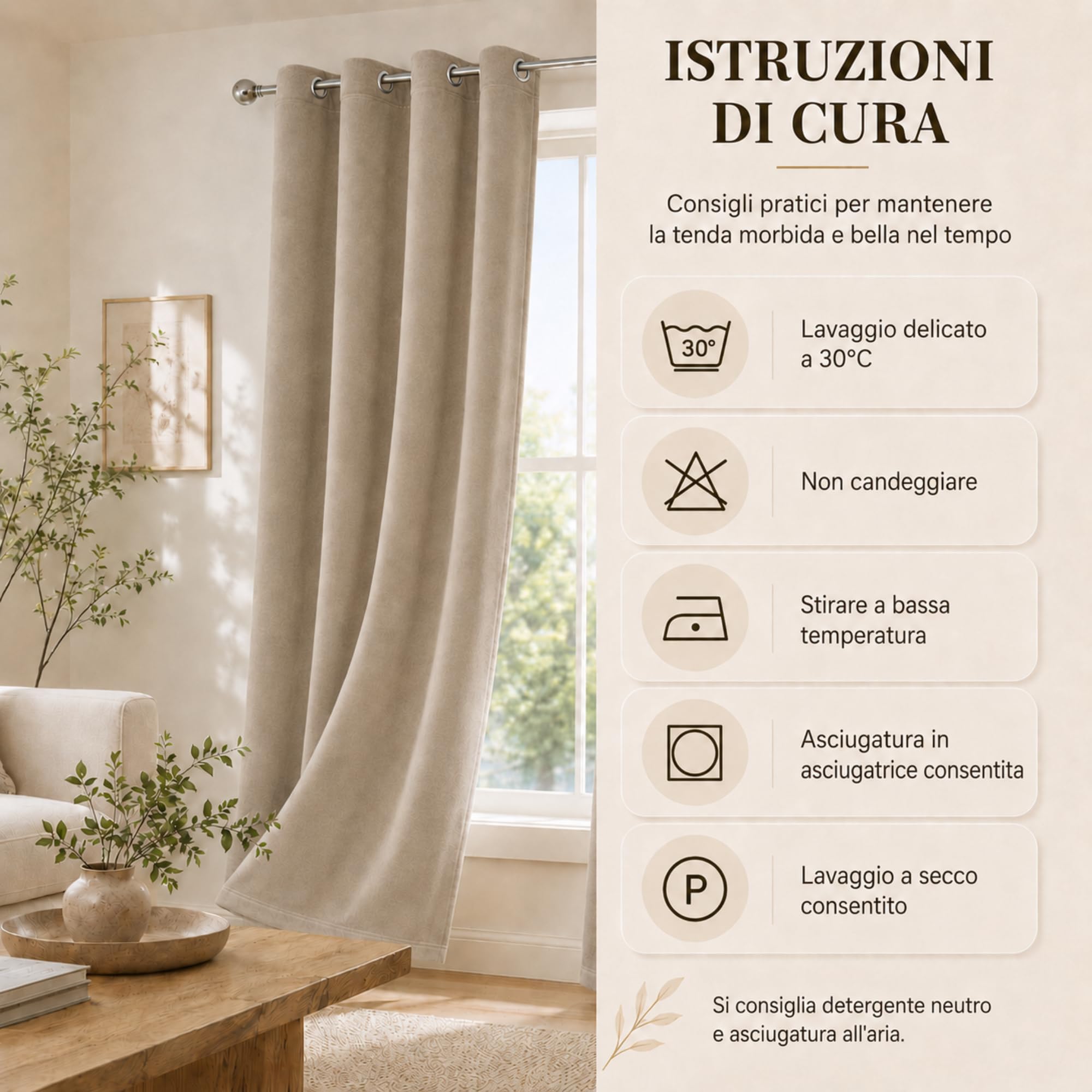 VKZ Tende Oscuranti Effetto Velluto con Occhielli, Set da 2 Pannelli 140 x 290 cm, Tende Termiche Isolanti per Interni Camera da Letto Soggiorno,Beige