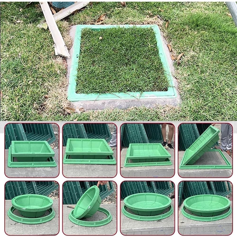 Cubierta y marco de resina duradera, tapa decorativa invisible para tanque séptico, cubierta de drenaje de plástico resistente para patio, paisaje y carreteras (B, 40 x 40 cm)