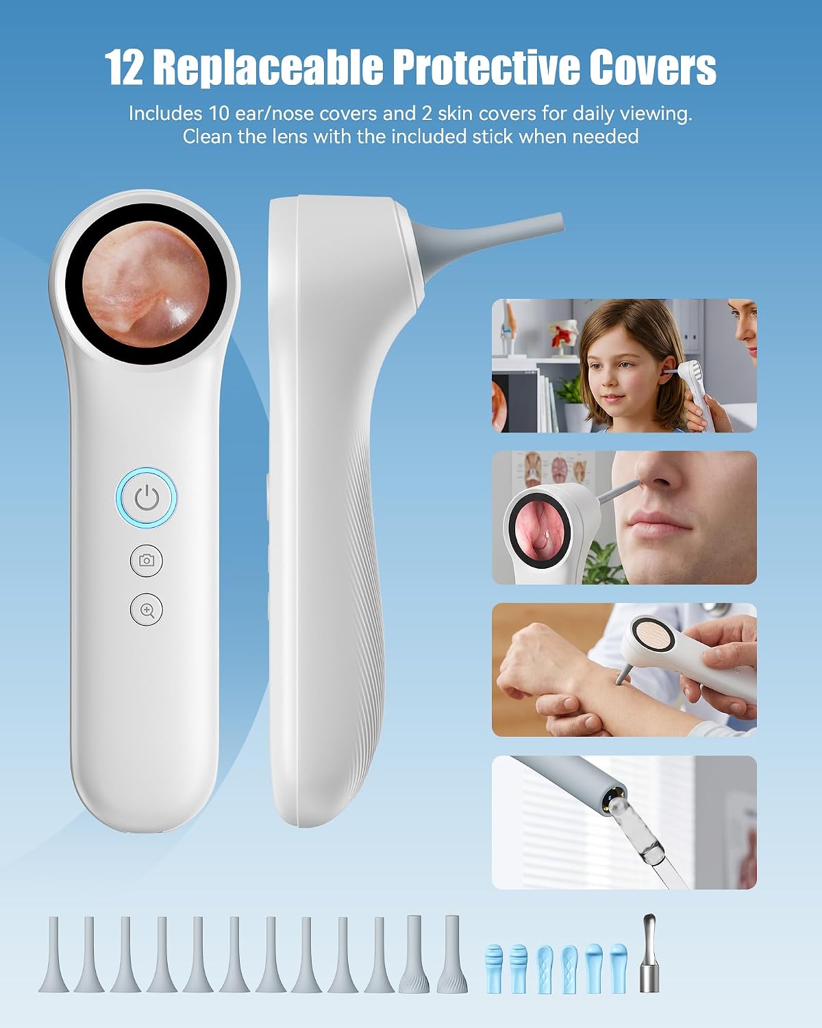 Otoscope with Light, 1080P HD Digital Ear Camera for Adults Kids